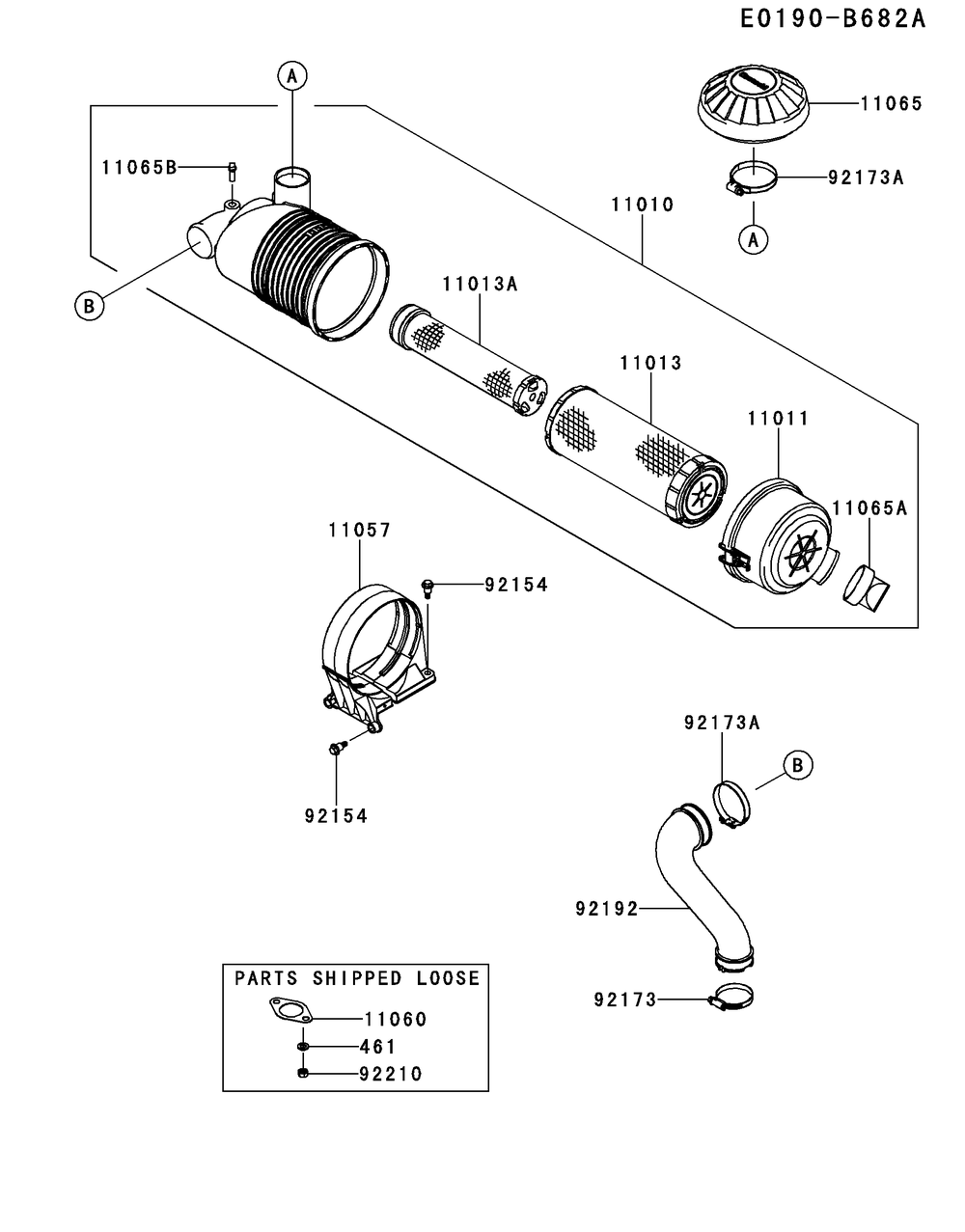 Fx850v-Cs47 Air Filter And Muffler Diagram and Parts List for FX850V-CS47  Cub Cadet Engine